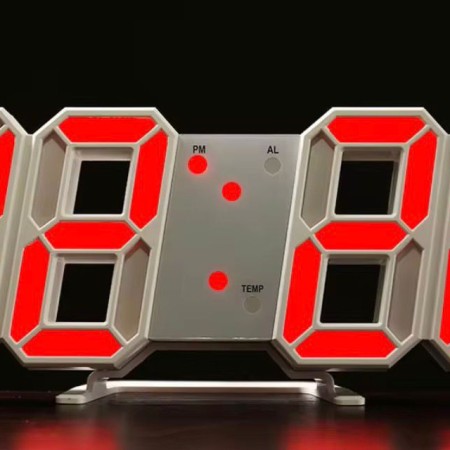 3D LED Bed Room Digital Alarm Clock Household LED Wall Clock