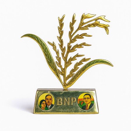 অরিজিনাল পিতলের বি এন পি লেখা পিতলের ধানের শীষ ৮.৫"