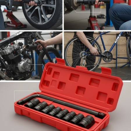 9 pice socket set;10 mm 11mm 12mm 14mm 17mm 19mm 21 mm 22mm 24mm L HANDLE 10"